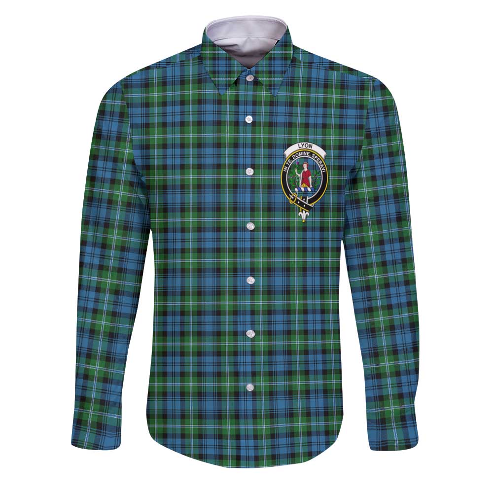 Clan Lyon Tartan Long Sleeve Button Shirt Crest And Plaid Basic Style