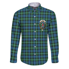Clan Lyon Tartan Long Sleeve Button Shirt Crest And Plaid Basic Style
