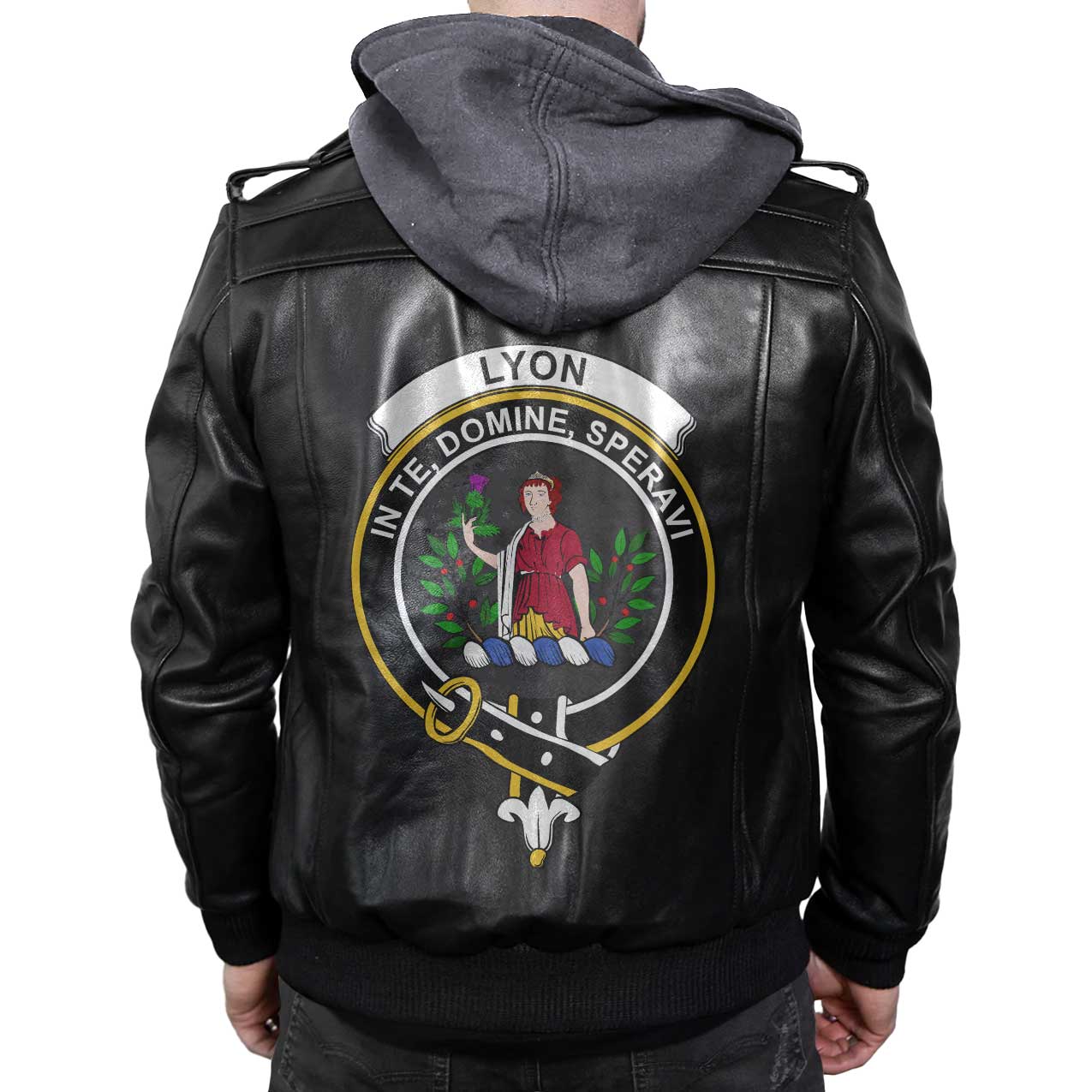 Clan Lyon Tartan Zip Leather Jacket Crest And Plaid Basic Style