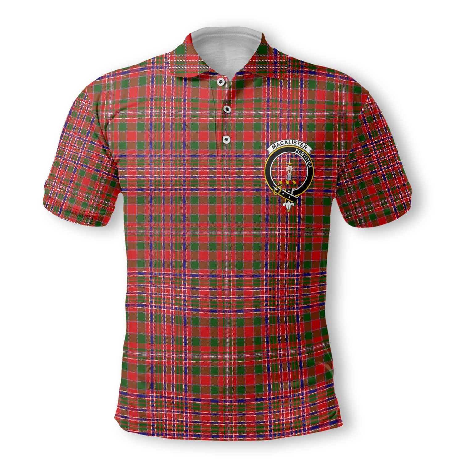Clan Macalister Tartan Golf Men Polo Shirt Crest And Plaid Basic Style