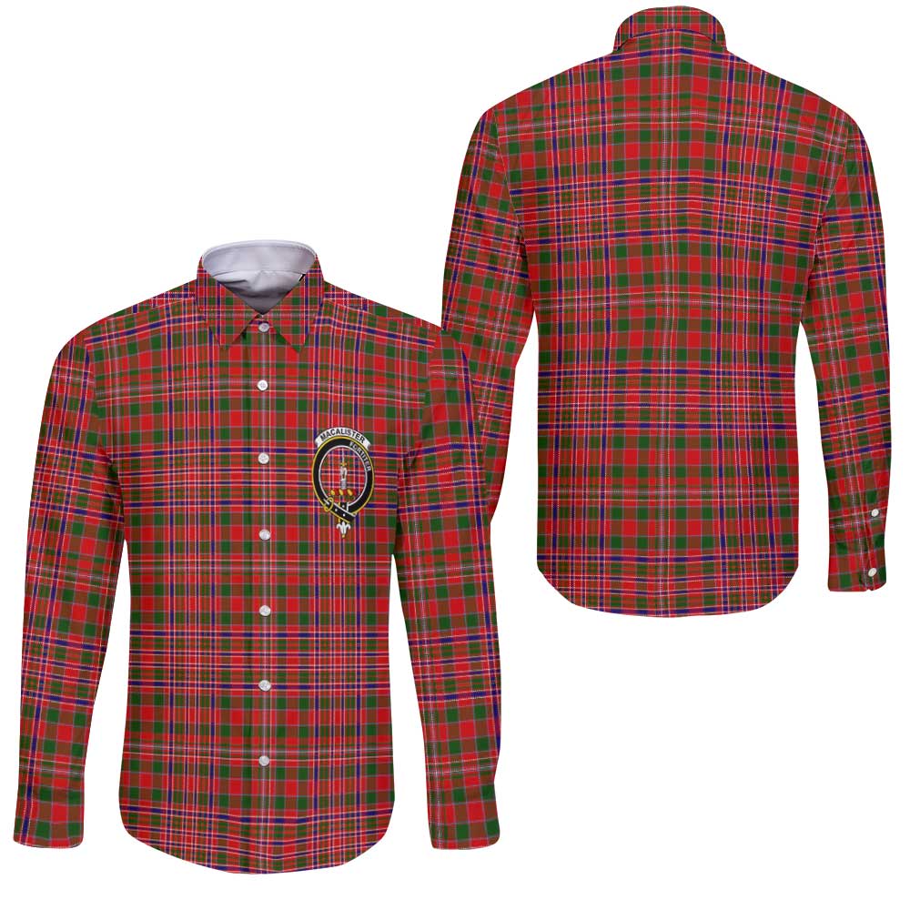 Clan Macalister Tartan Long Sleeve Button Shirt Crest And Plaid Basic Style