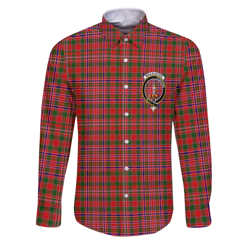 Clan Macalister Tartan Long Sleeve Button Shirt Crest And Plaid Basic Style