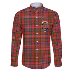 Clan Macalister Tartan Long Sleeve Button Shirt Crest And Plaid Basic Style