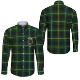 Clan Macarthur Tartan Long Sleeve Button Shirt Crest And Plaid Basic Style