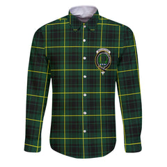 Clan Macarthur Tartan Long Sleeve Button Shirt Crest And Plaid Basic Style