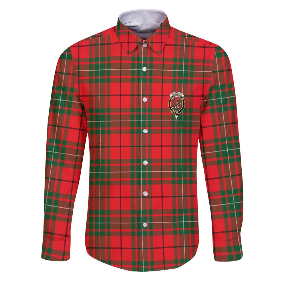 Clan Macaulay Tartan Long Sleeve Button Shirt Crest And Plaid Basic Style