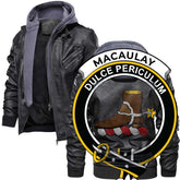 Clan Macaulay Tartan Zip Leather Jacket Crest And Plaid Basic Style