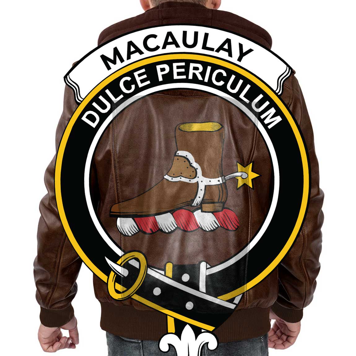 Clan Macaulay Tartan Zip Leather Jacket Crest And Plaid Basic Style