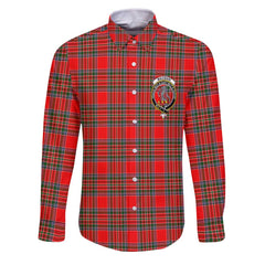 Clan Macbain Tartan Long Sleeve Button Shirt Crest And Plaid Basic Style
