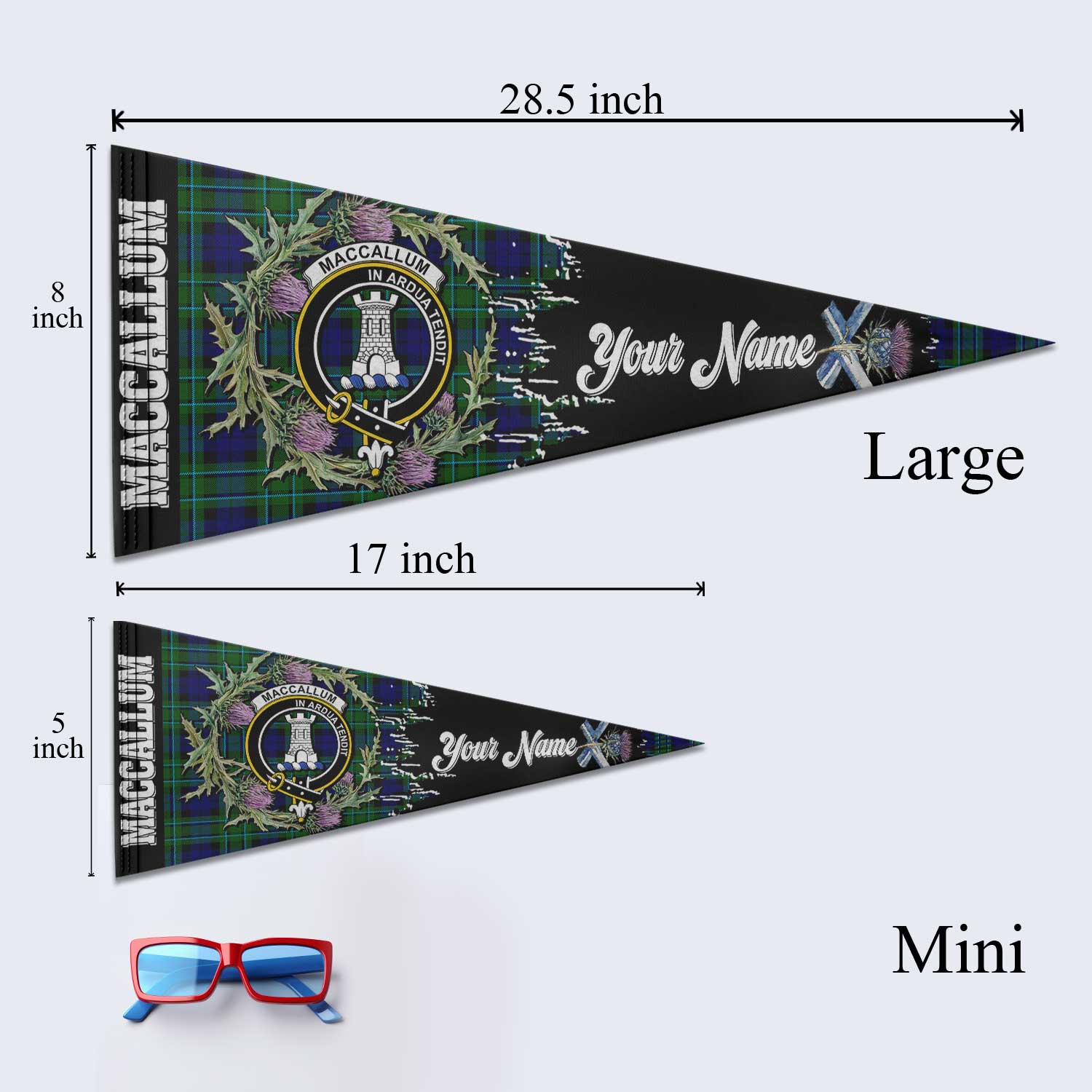 Clan Maccallum Tartan Felt Pennant Crest And Plaid Basic Style