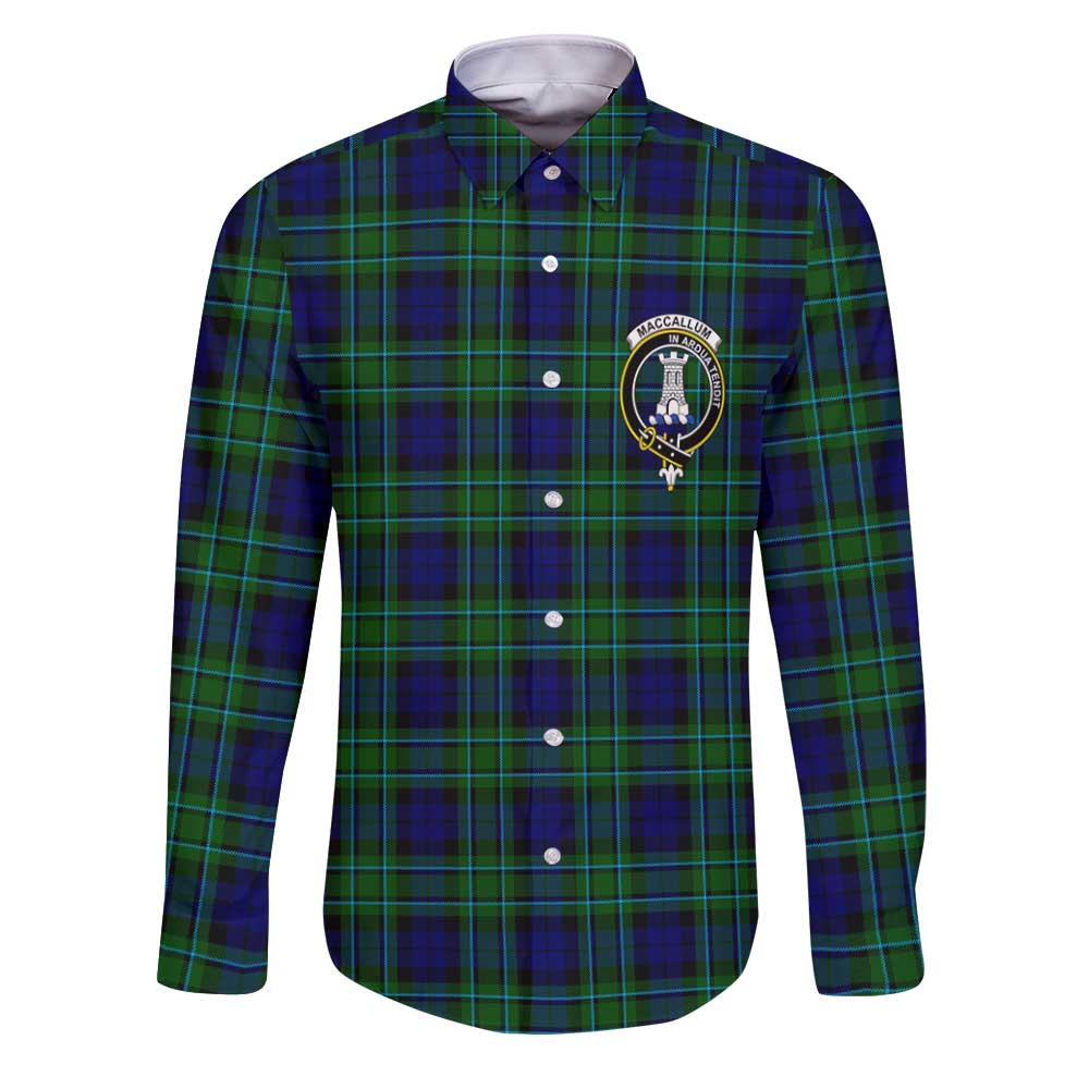 Clan Maccallum Tartan Long Sleeve Button Shirt Crest And Plaid Basic Style