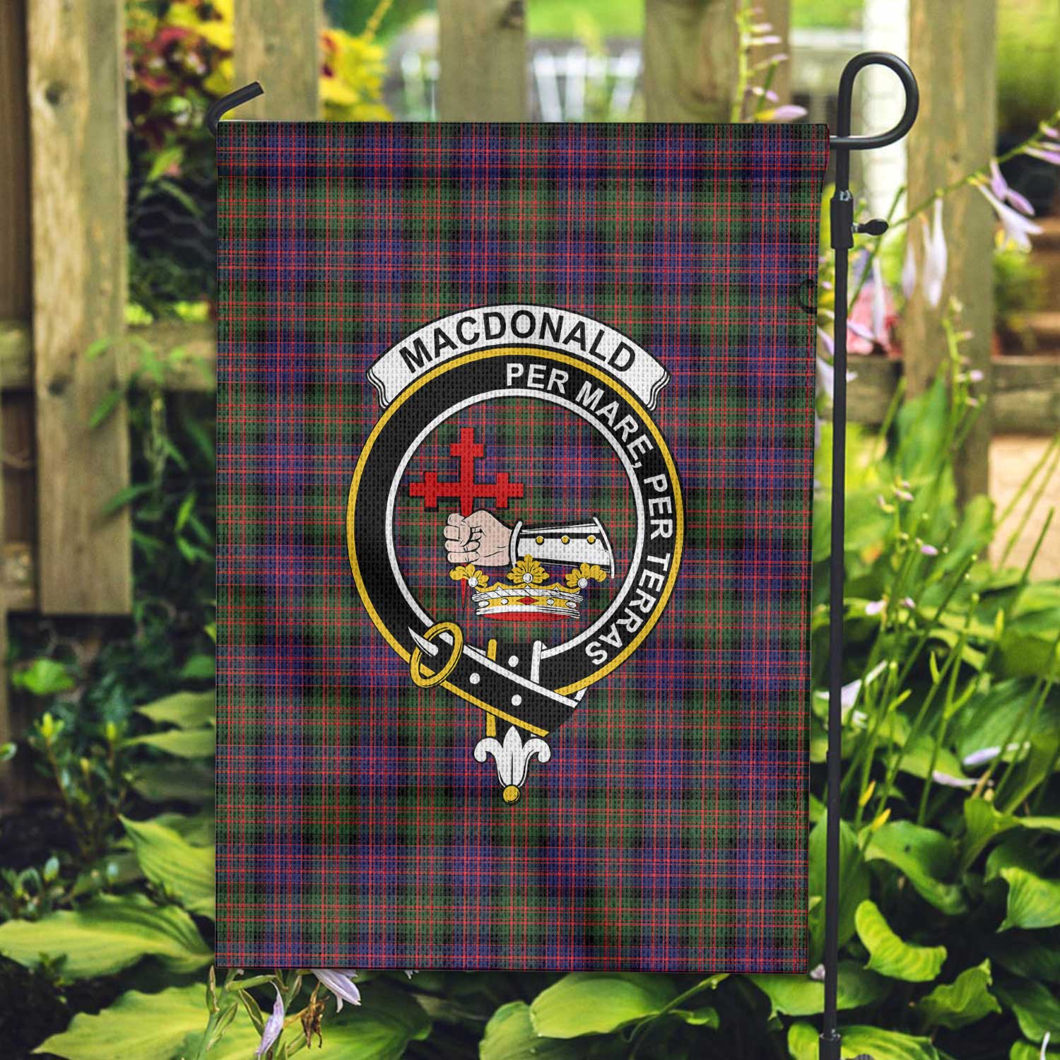 Clan Macdonald Donald Tartan Garden Flag Crest And Plaid Basic Style