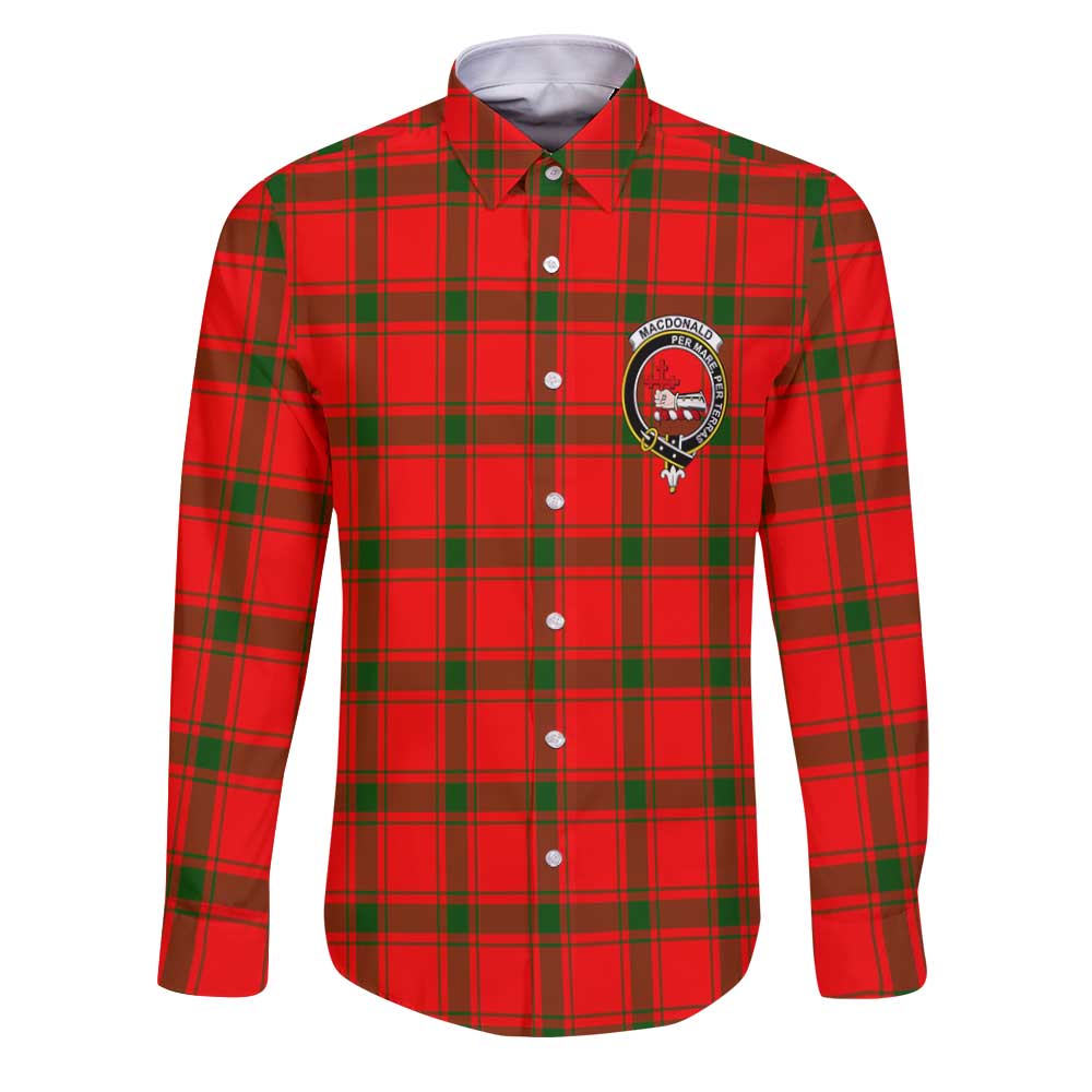 Clan Macdonald Ranald Tartan Long Sleeve Button Shirt Crest And Plaid Basic Style