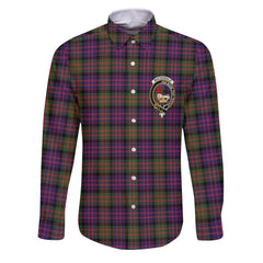 Clan Macdonald Tartan Long Sleeve Button Shirt Crest And Plaid Basic Style