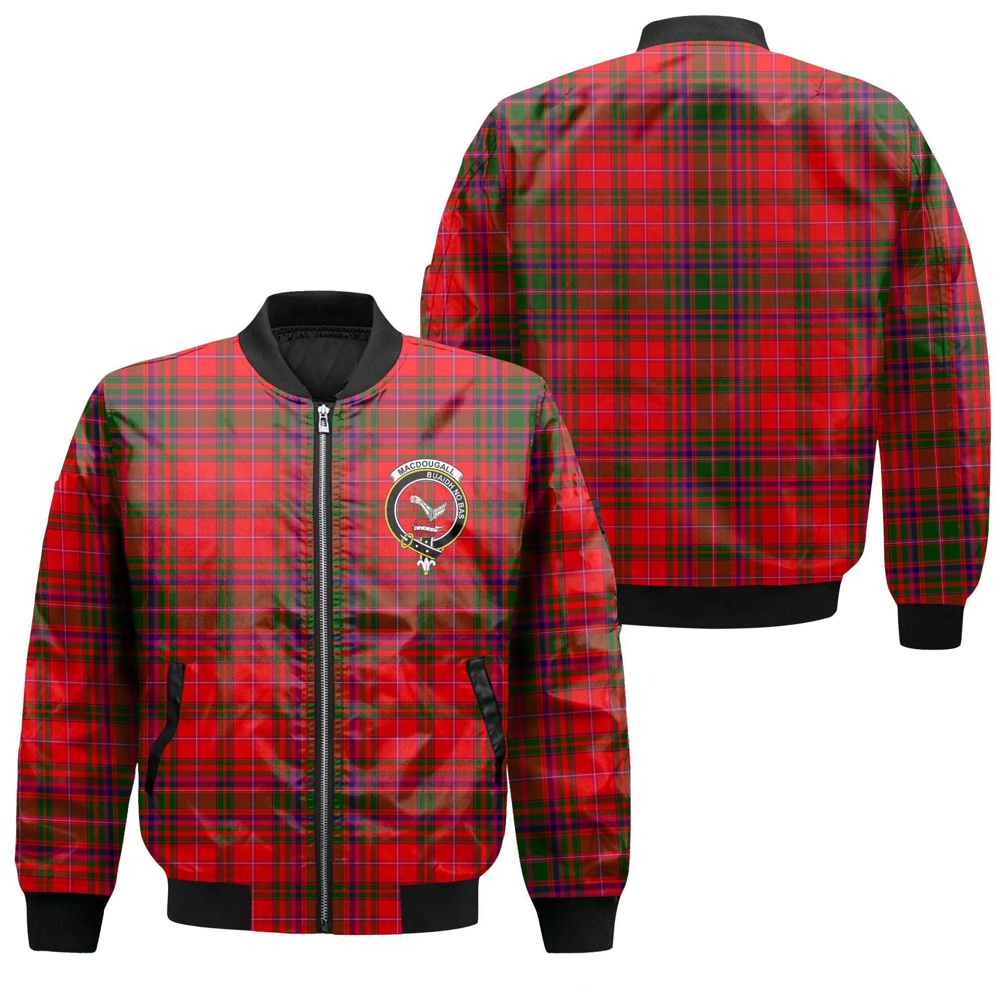 Clan Macdougall Tartan Women Bomber Jacket Crest And Plaid Basic Style