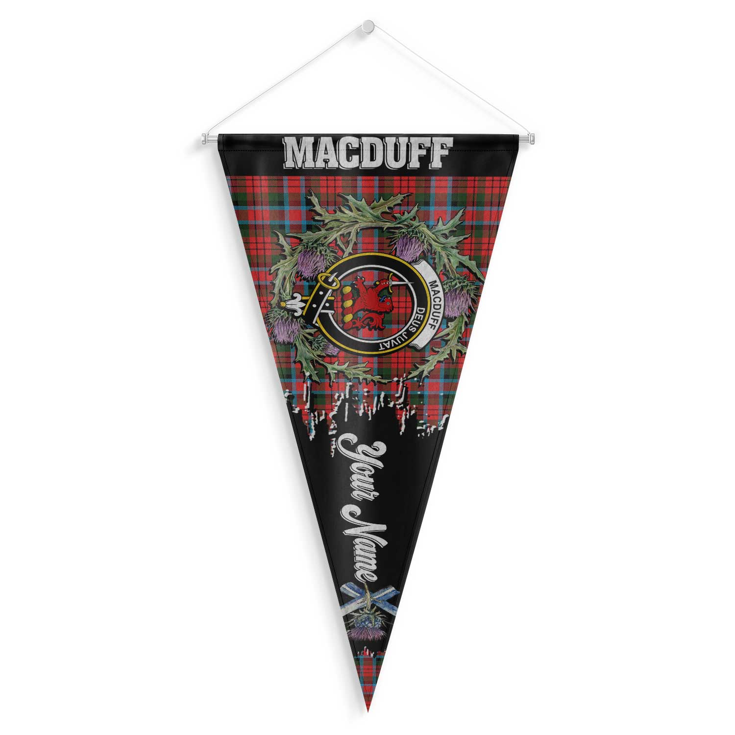 Clan Macduff Tartan Felt Pennant Crest And Plaid Basic Style