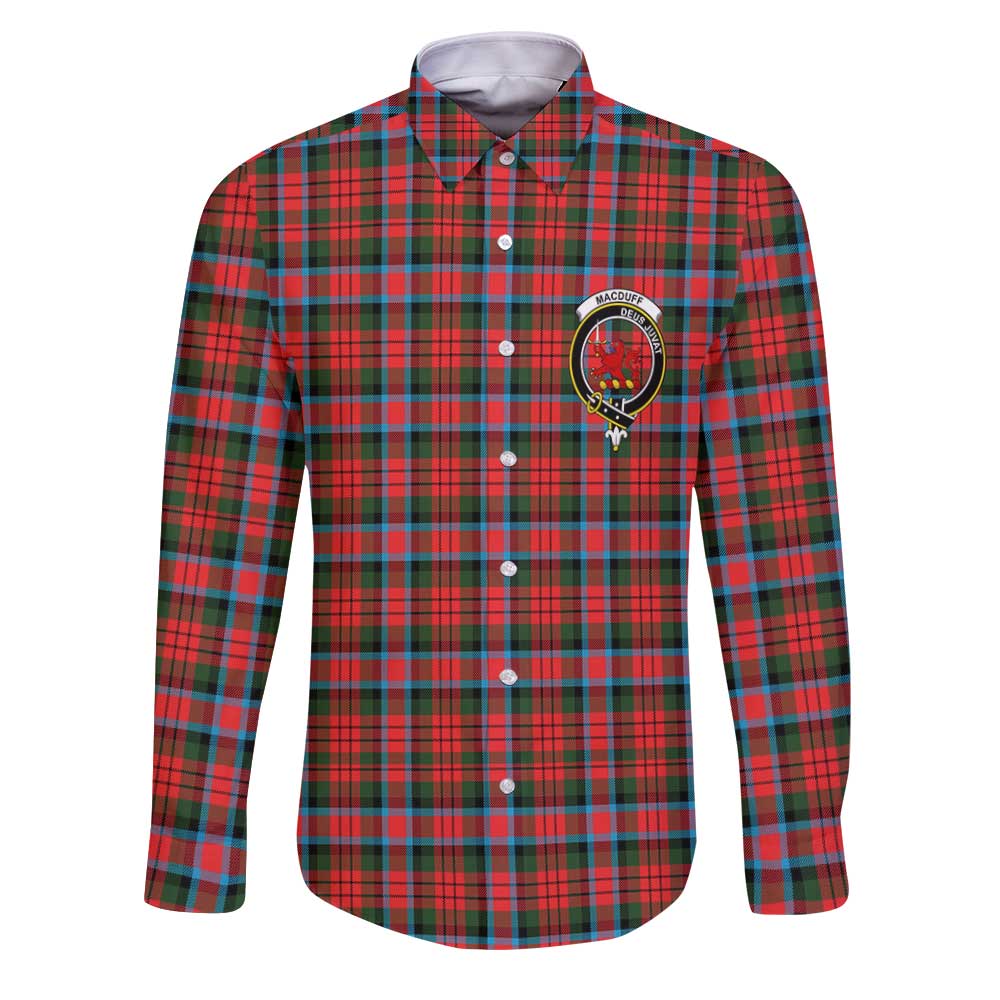 Clan Macduff Tartan Long Sleeve Button Shirt Crest And Plaid Basic Style