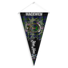 Clan Macewen Tartan Felt Pennant Crest And Plaid Basic Style