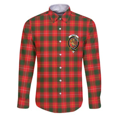 Clan Macfie Tartan Long Sleeve Button Shirt Crest And Plaid Basic Style