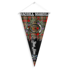 Clan Macgill Makgill Tartan Felt Pennant Crest And Plaid Basic Style