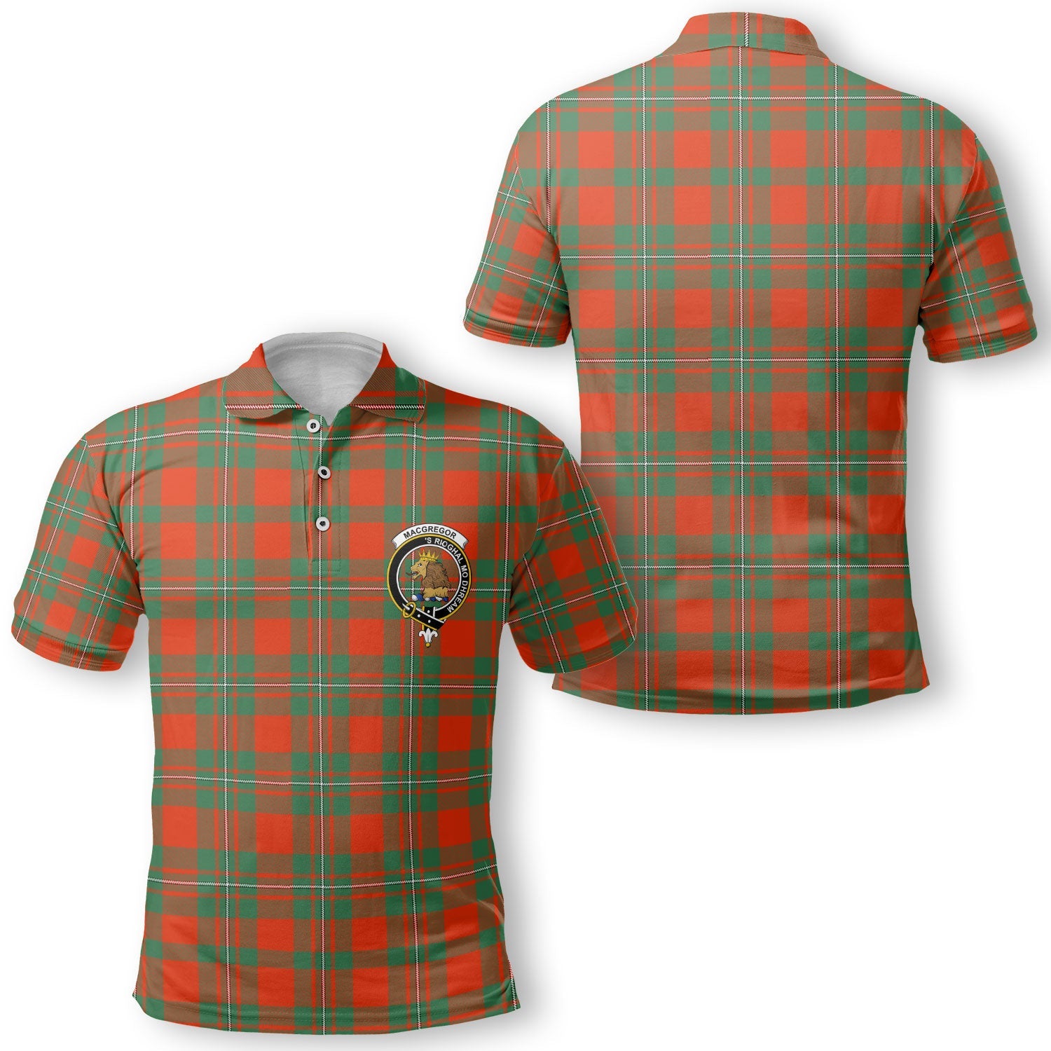Clan Macgregor Tartan Men Polo Shirt Crest And Plaid Basic Style