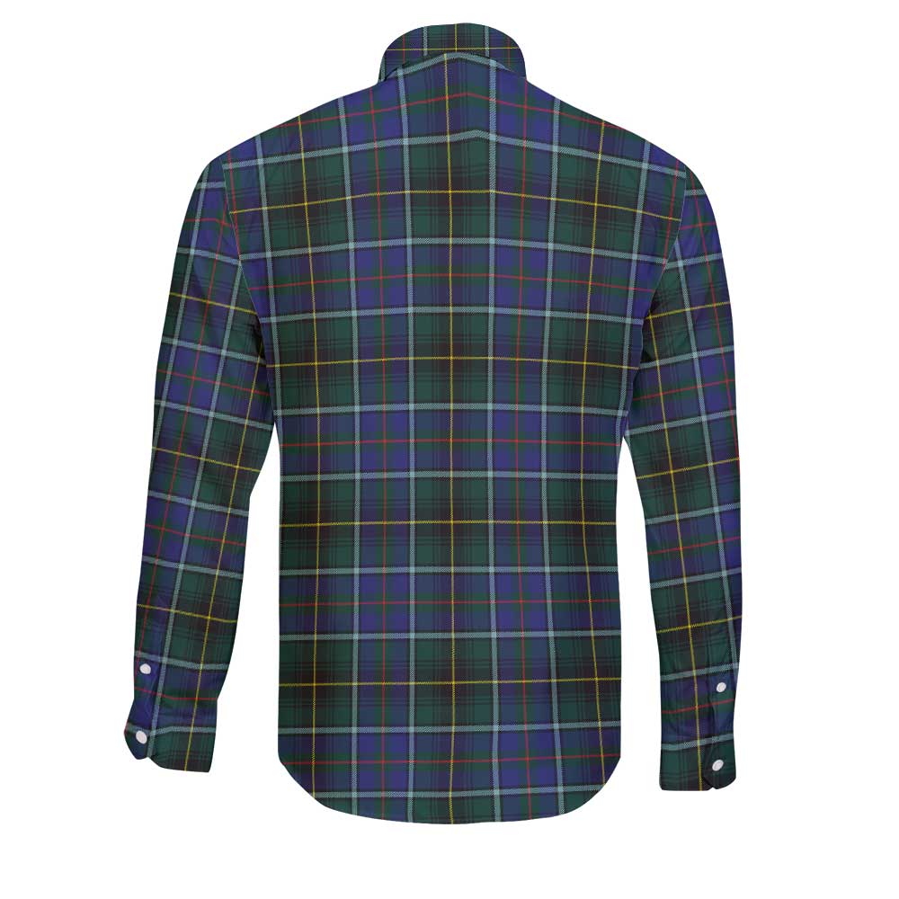 Clan Macinnes Tartan Long Sleeve Button Shirt Crest And Plaid Basic Style