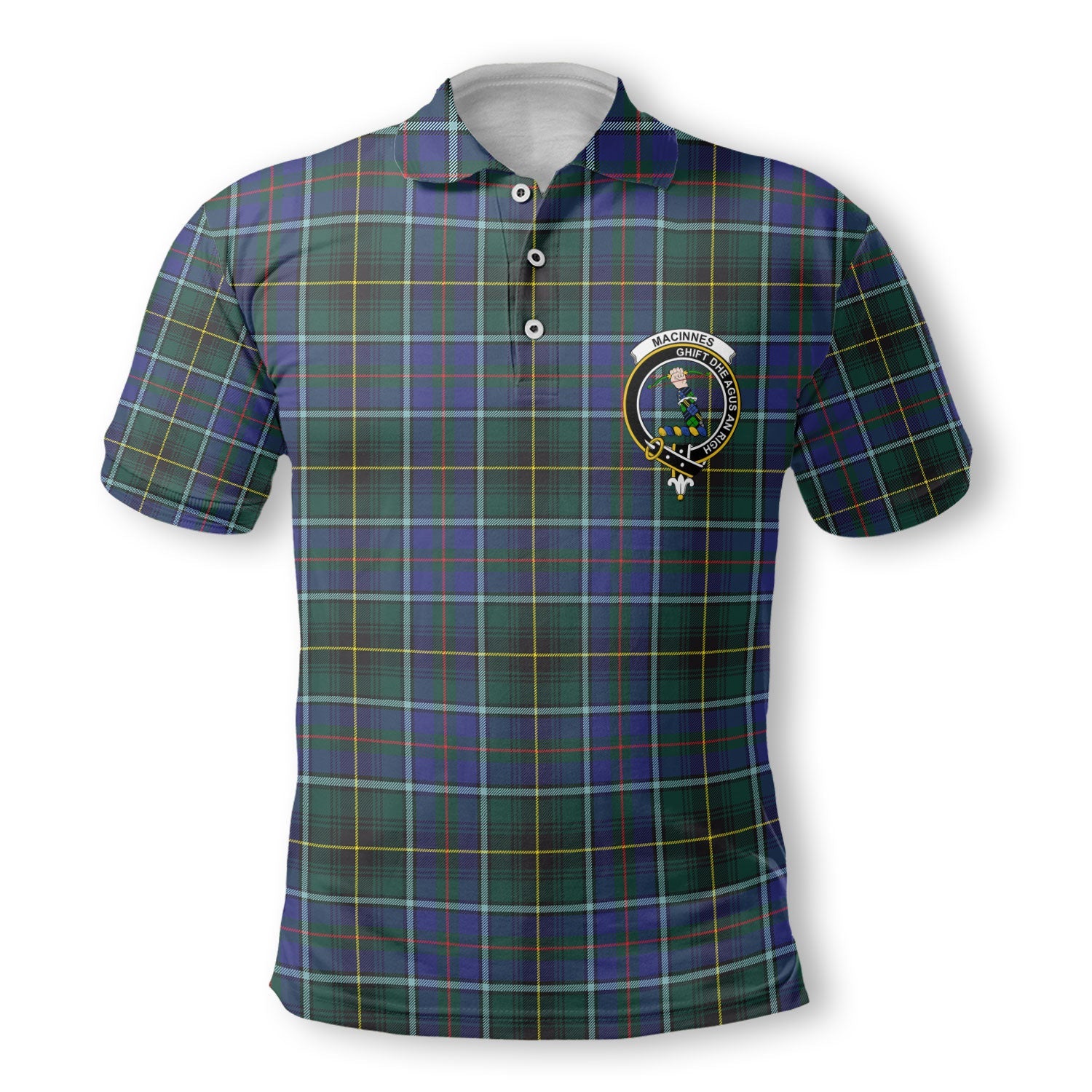 Clan Macinnes Tartan Men Polo Shirt Crest And Plaid Basic Style