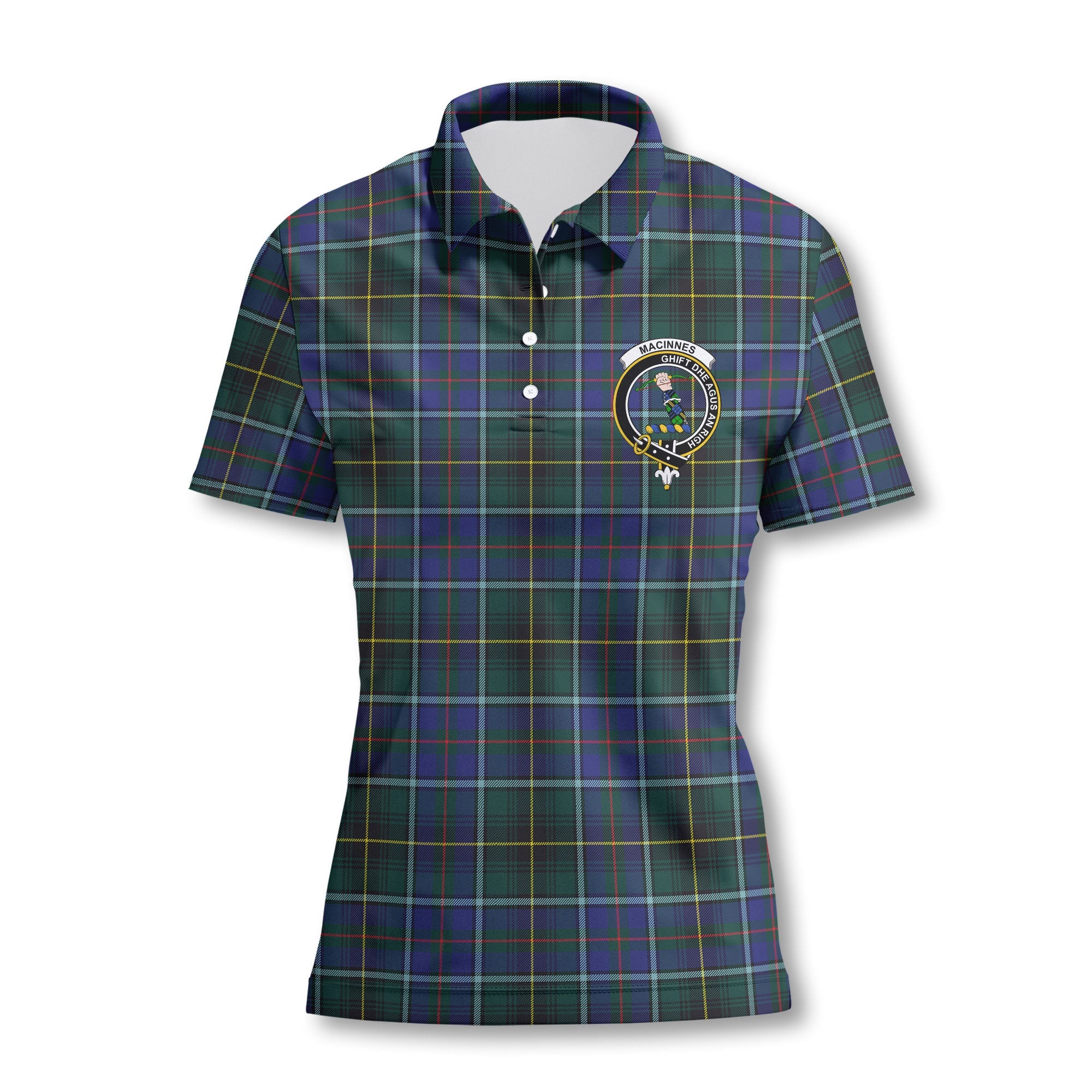 Clan Macinnes Tartan Women Polo Shirt Crest And Plaid Basic Style