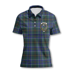 Clan Macinnes Tartan Women Polo Shirt Crest And Plaid Basic Style