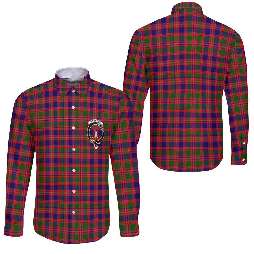 Clan Macintyre Tartan Long Sleeve Button Shirt Crest And Plaid Basic Style