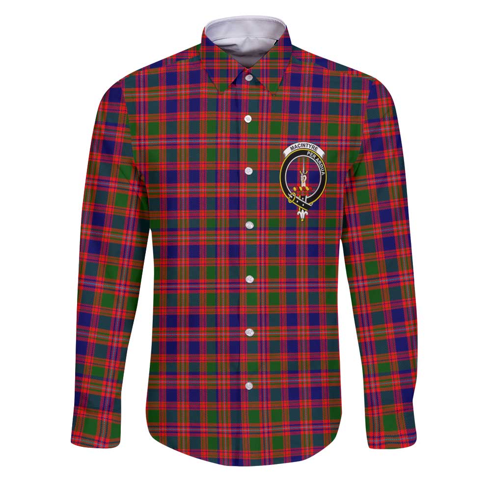 Clan Macintyre Tartan Long Sleeve Button Shirt Crest And Plaid Basic Style