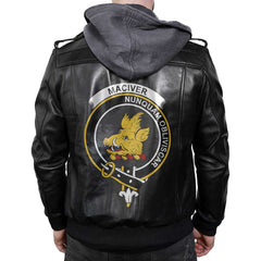 Clan Maciver Tartan Zip Leather Jacket Crest And Plaid Basic Style