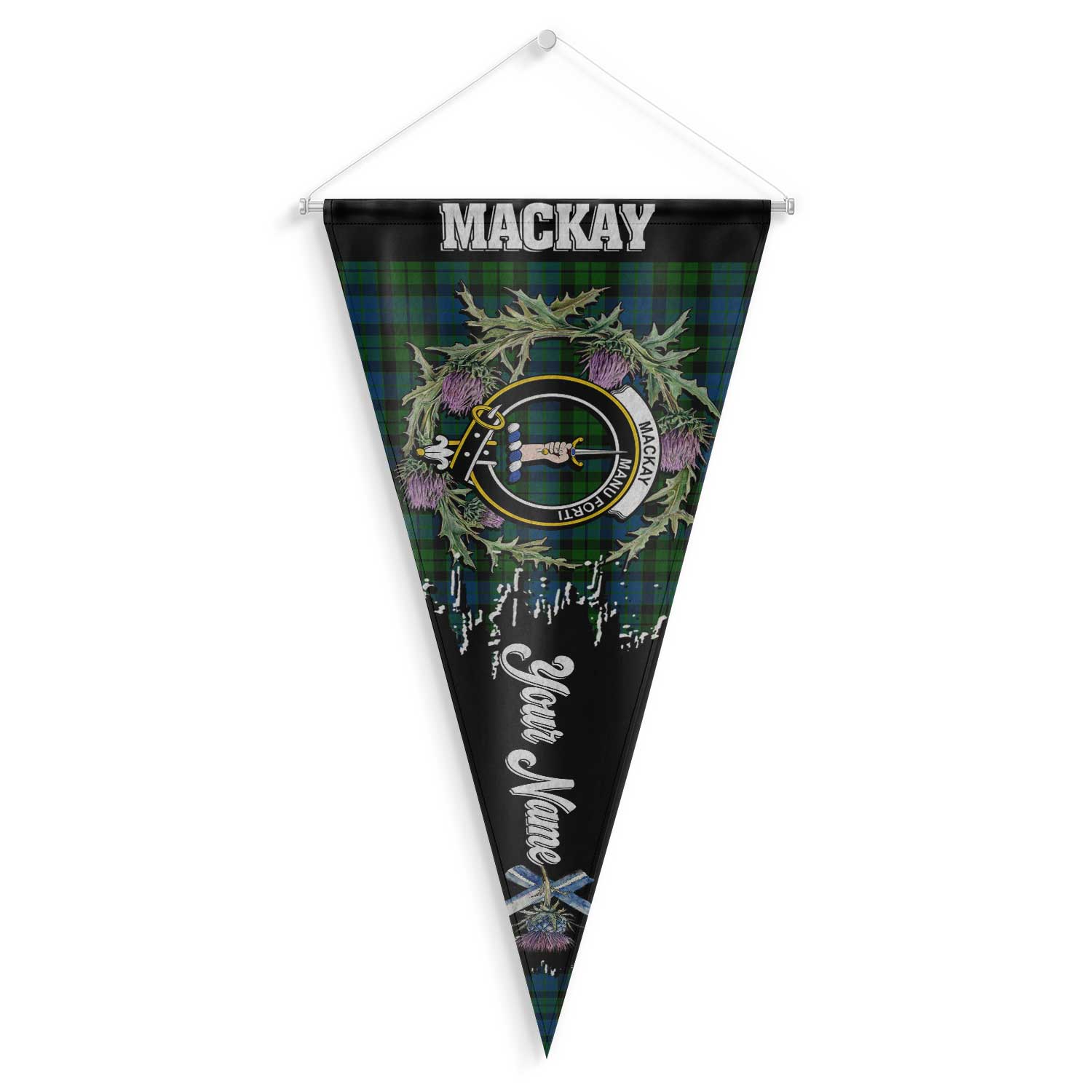 Clan Mackay Tartan Felt Pennant Crest And Plaid Basic Style