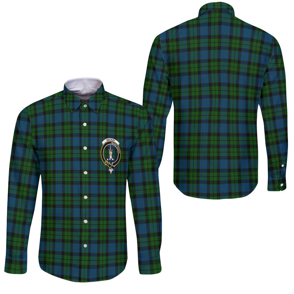 Clan Mackay Tartan Long Sleeve Button Shirt Crest And Plaid Basic Style
