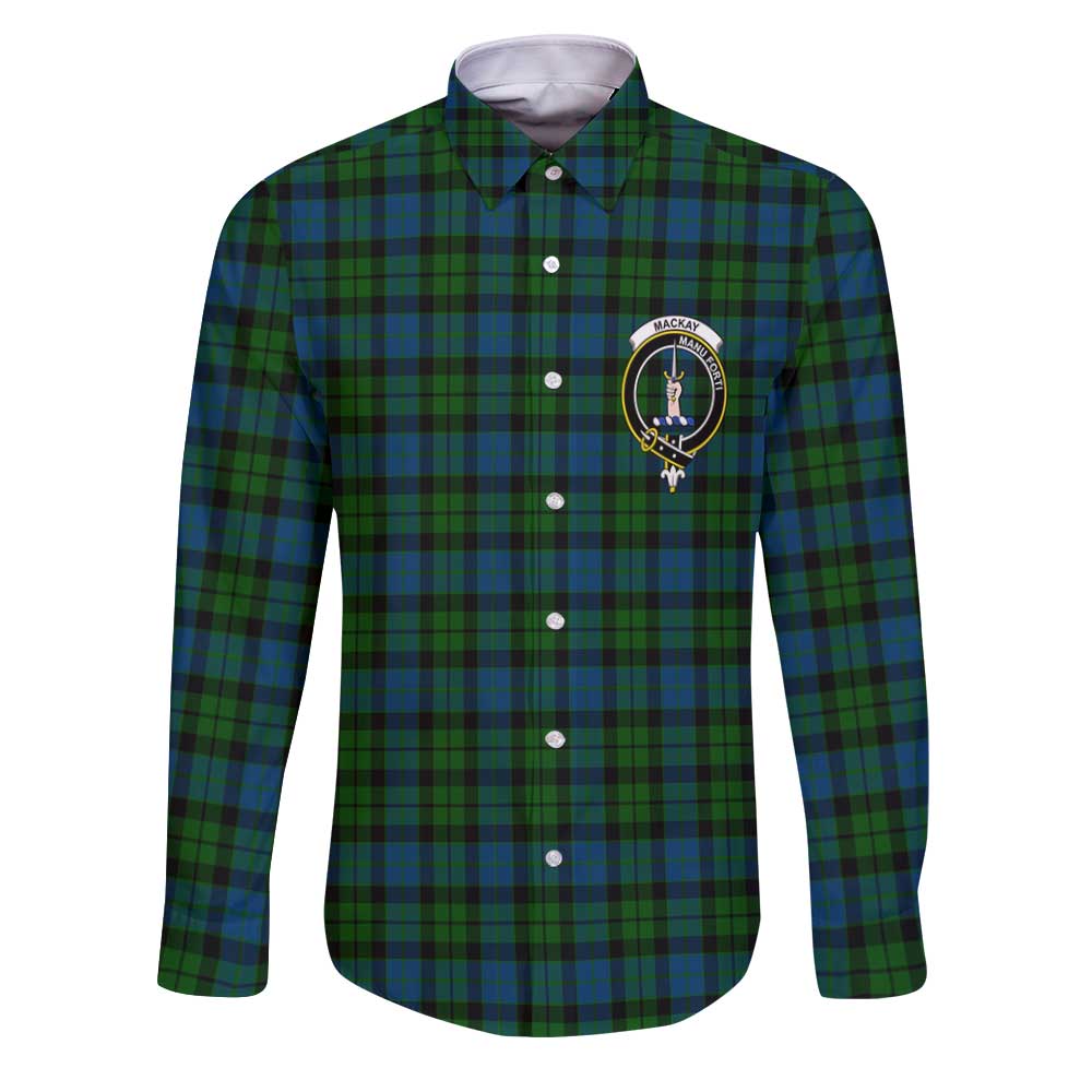 Clan Mackay Tartan Long Sleeve Button Shirt Crest And Plaid Basic Style