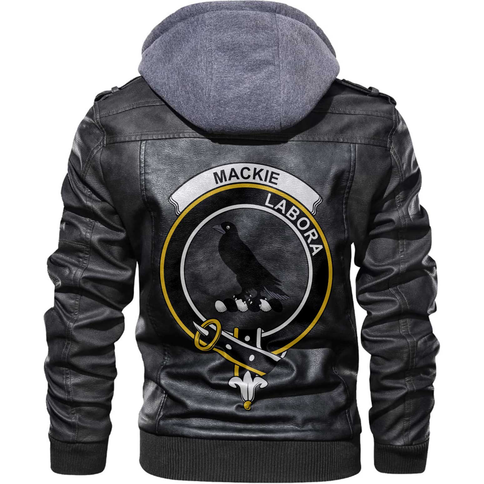 Clan Mackie Tartan Zip Leather Jacket Crest And Plaid Basic Style