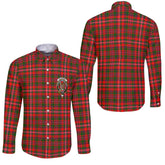 Clan Mackinnon Tartan Long Sleeve Button Shirt Crest And Plaid Basic Style