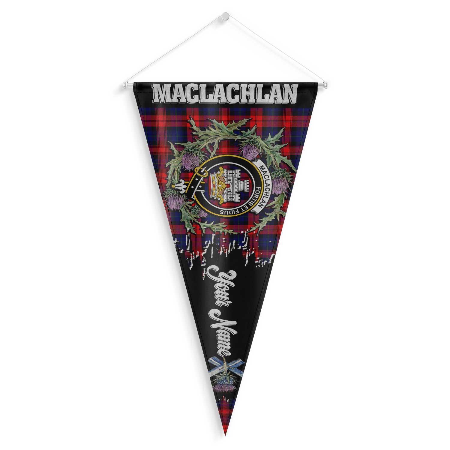 Clan Maclachlan Tartan Felt Pennant Crest And Plaid Basic Style