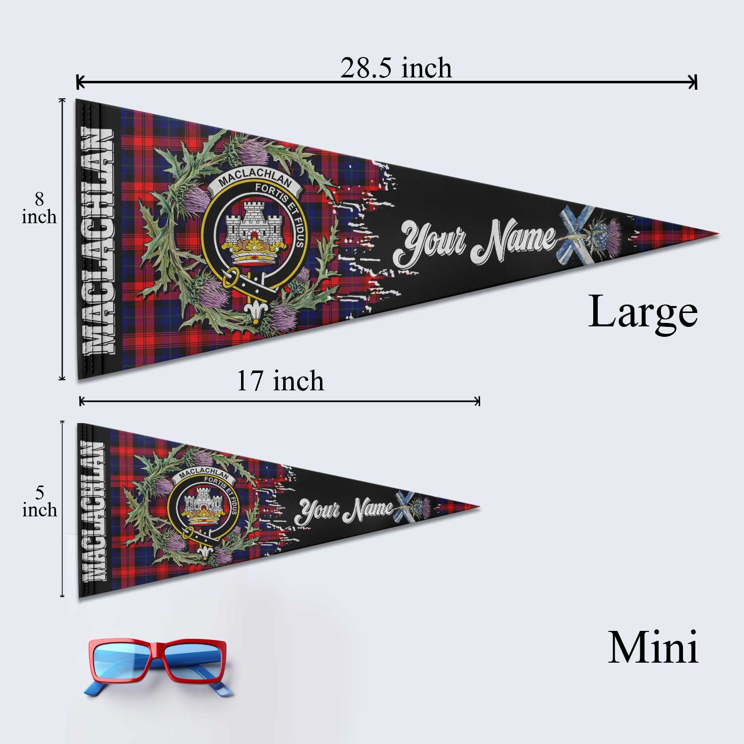 Clan Maclachlan Tartan Felt Pennant Crest And Plaid Basic Style