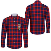Clan Maclachlan Tartan Long Sleeve Button Shirt Crest And Plaid Basic Style