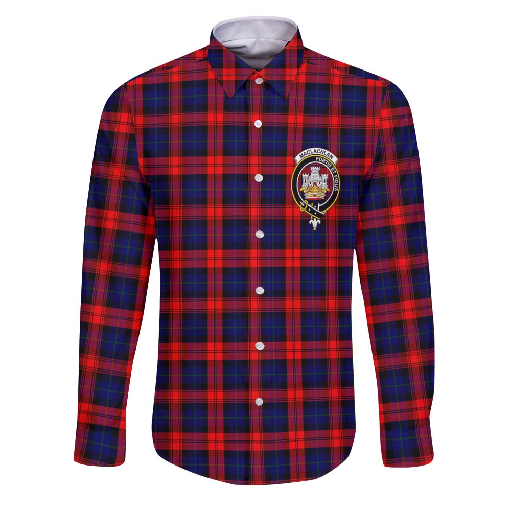 Clan Maclachlan Tartan Long Sleeve Button Shirt Crest And Plaid Basic Style