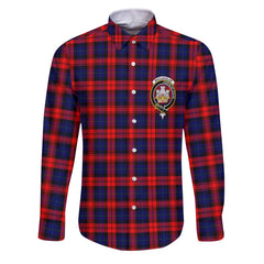Clan Maclachlan Tartan Long Sleeve Button Shirt Crest And Plaid Basic Style
