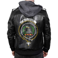 Clan Maclaren Tartan Zip Leather Jacket Crest And Plaid Basic Style