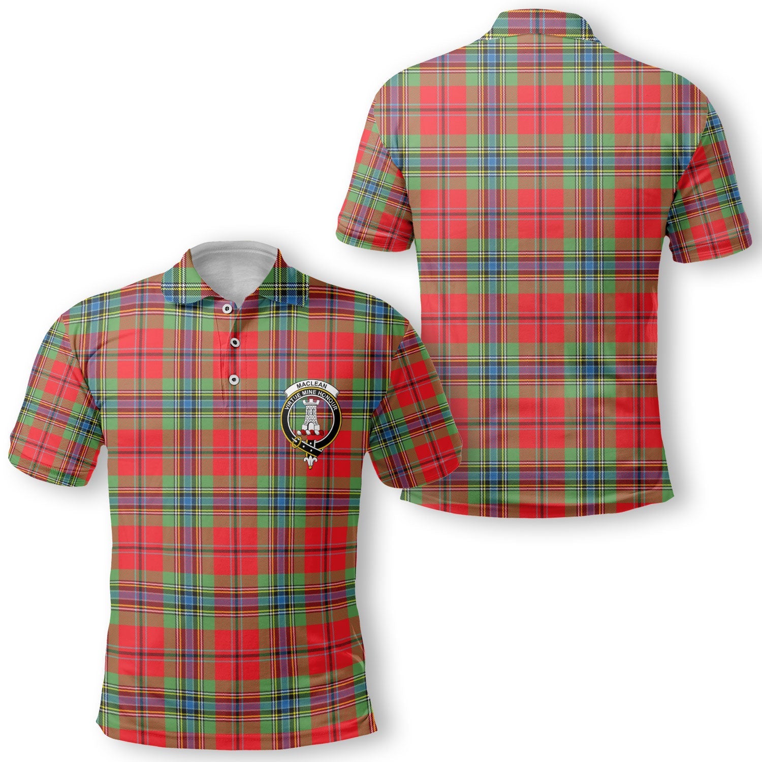 Clan Maclean Tartan Men Polo Shirt Crest And Plaid Basic Style