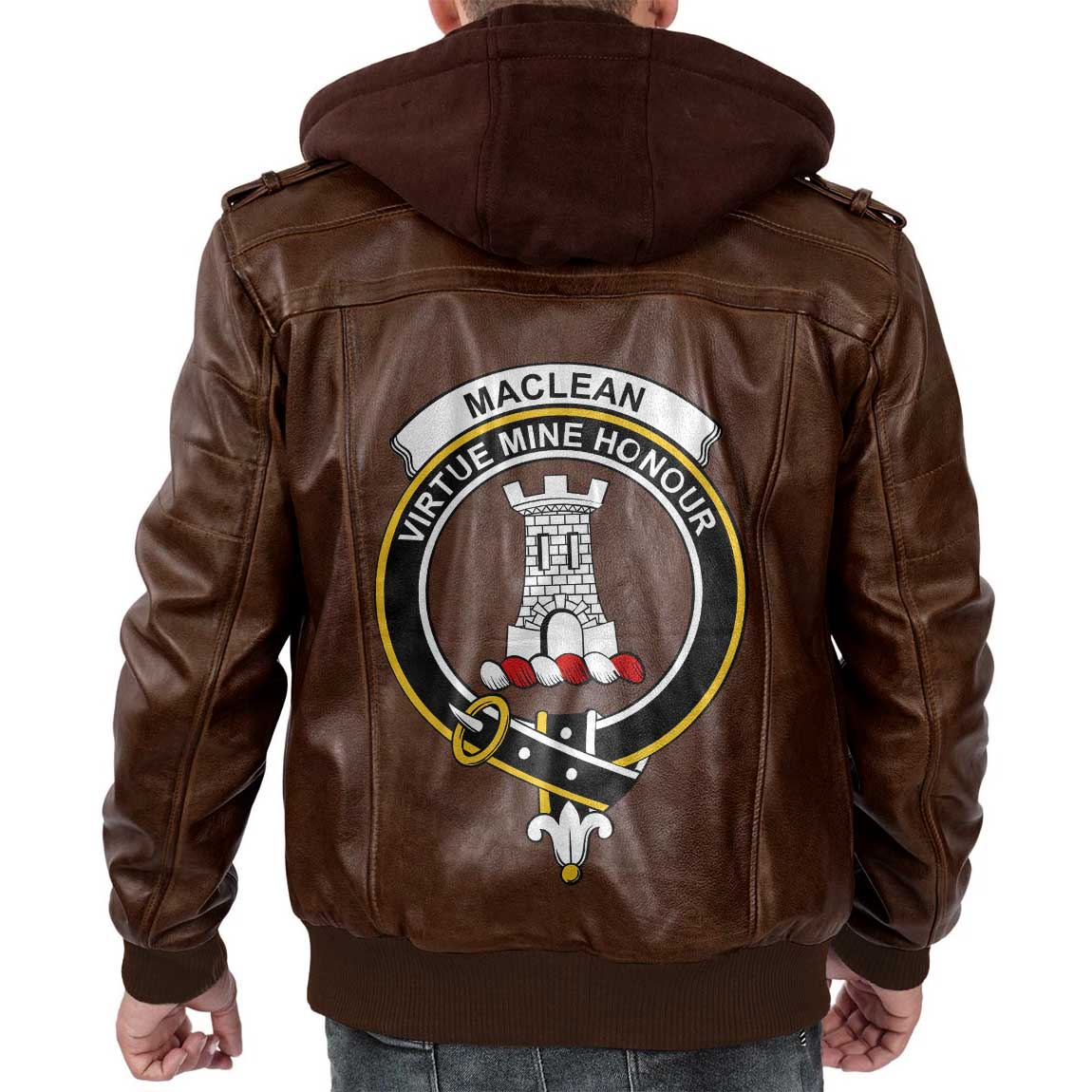 Clan Maclean Tartan Zip Leather Jacket Crest And Plaid Basic Style