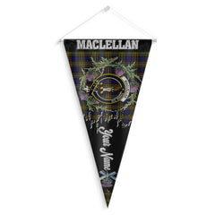 Clan Maclellan Tartan Felt Pennant Crest And Plaid Basic Style
