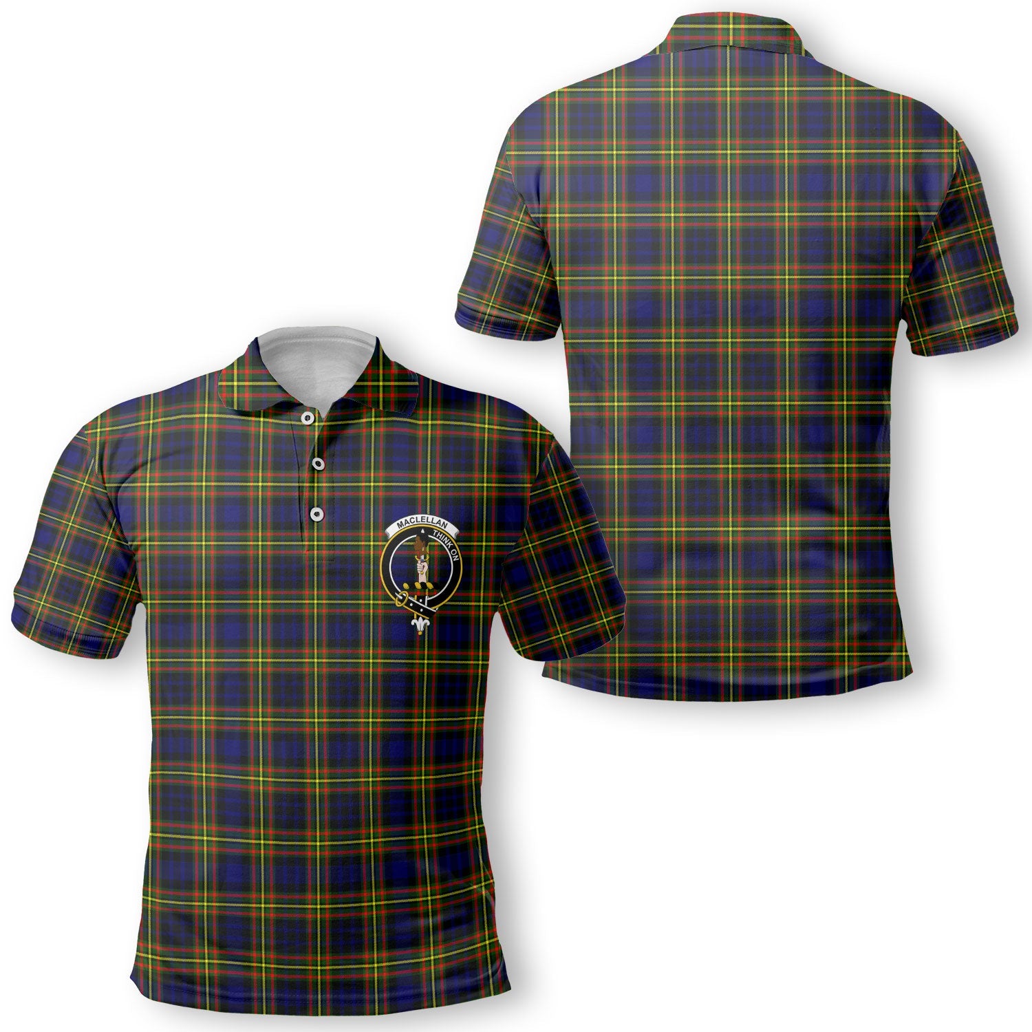 Clan Maclellan Tartan Men Polo Shirt Crest And Plaid Basic Style
