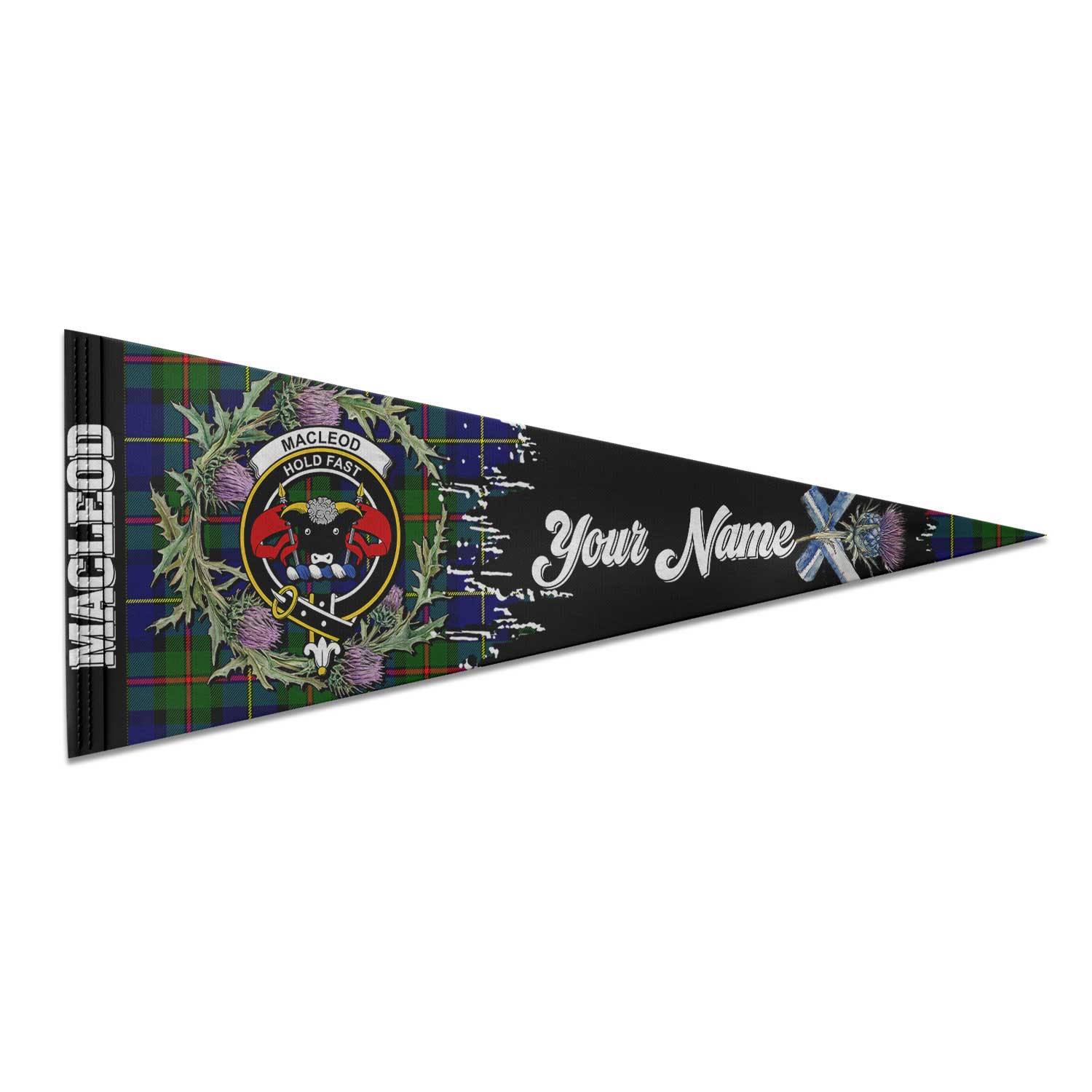 Clan Macleod Tartan Felt Pennant Crest And Plaid Basic Style