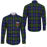 Clan Macleod Tartan Long Sleeve Button Shirt Crest And Plaid Basic Style