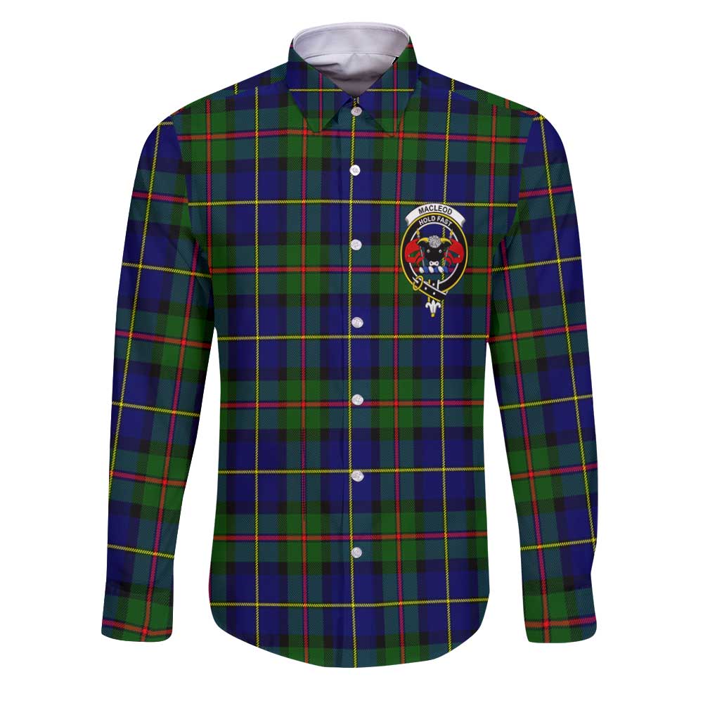 Clan Macleod Tartan Long Sleeve Button Shirt Crest And Plaid Basic Style